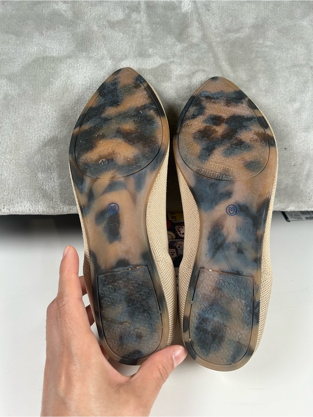 Rothy’s Neutral Knit Pointed-Toe Women’s Flats - Beige - Picture 9 of 11